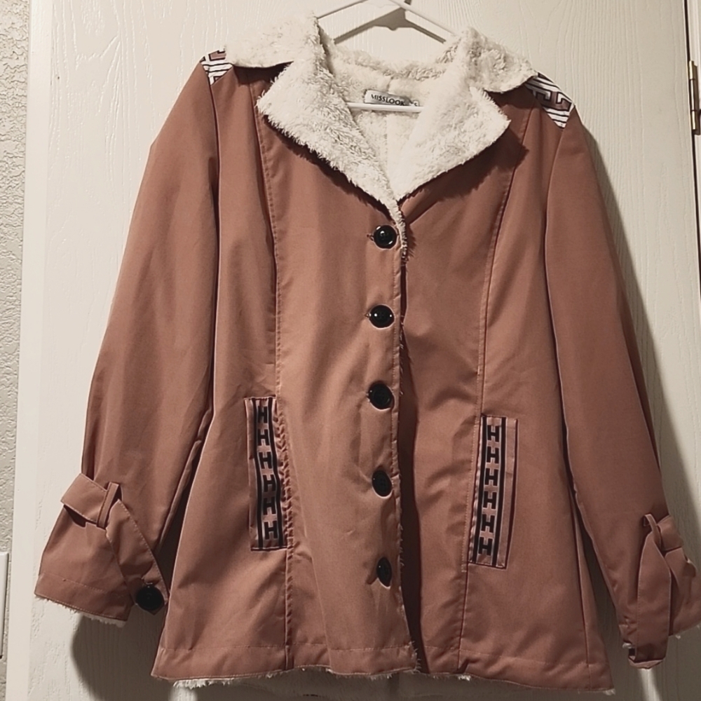 Soft fleece lined rose pink winter jacket